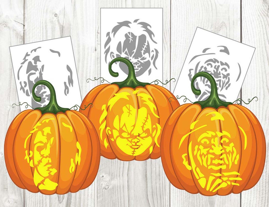 horror-villans-of-halloween-pumpkin-carving-stencil-templates-instant-download-digital-file-etsy