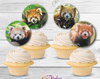 Dekoracje na babeczki Red Panda, natychmiastowe pobranie, cyfrowy plik PDF