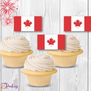 Canada Flag Cupcake Topper, Instant Download, Digital PDF File
