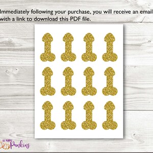 Gold Glitter Penis Cupcake Topper, Confetti, Stagette, Stag