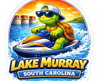 Pegatinas del lago Murray para niños / Pegatinas geniales de tortugas del lago / Pegatinas de vinilo impermeables / Regalo para preadolescentes / Lago Murray, Carolina del Sur