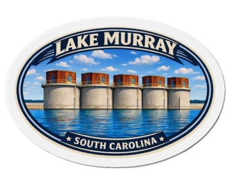 Imán del lago Murray, Carolina del Sur / Imán troquelado para exteriores e impermeable / Imán para coche o nevera portátil del lago Murray / Recuerdo de regalo del lago