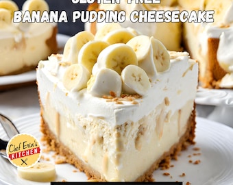 La mejor receta de tarta de queso con pudín de plátano, tarta de queso estilo Nueva York, descarga instantánea, receta de tarta de queso con plátano, postres especiales