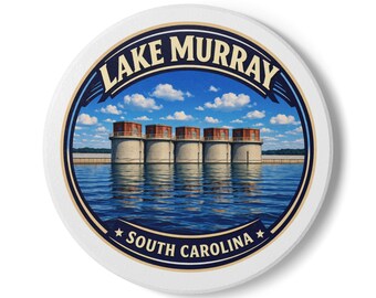 Posavasos de cerámica del lago Murray, Carolina del Sur / Redondo o cuadrado / Decoración para casa de lago / Posavasos individual / Regalo del lago / Recuerdo del sur