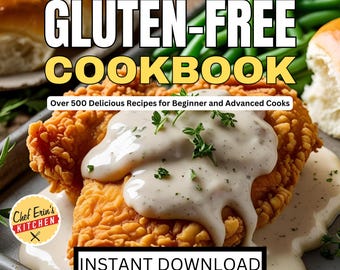 Las mejores recetas sin gluten, libro de cocina sin gluten, descarga sin gluten, imprimible sin gluten, más de 500 recetas, recetas de descarga instantánea