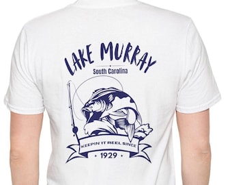 Camiseta de pesca del lago Murray, Carolina del Sur / Manteniéndolo auténtico desde 1929 / Camiseta unisex de estilo suave / Camiseta de la vida en el lago / Regalo para pescadores / Recuerdo de Carolina del Sur