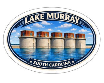 Pegatina del lago Murray, Carolina del Sur / Pegatina impermeable para exteriores troquelada / Silos del lago Murray / Regalo del lago