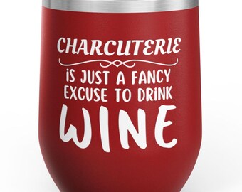 Regalo para amantes del vino, regalo de charcutería, vaso de vino divertido, regalo para ella, paquete de charcutería, vaso de vino, vaso de 355 ml, vaso de vino