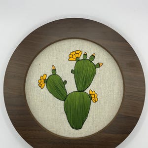 Prickly Pear Cactus Embroidered Wall Hanging