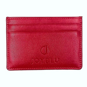 Cartera tarjetero Minimal Slim hecha a mano en piel lisa roja