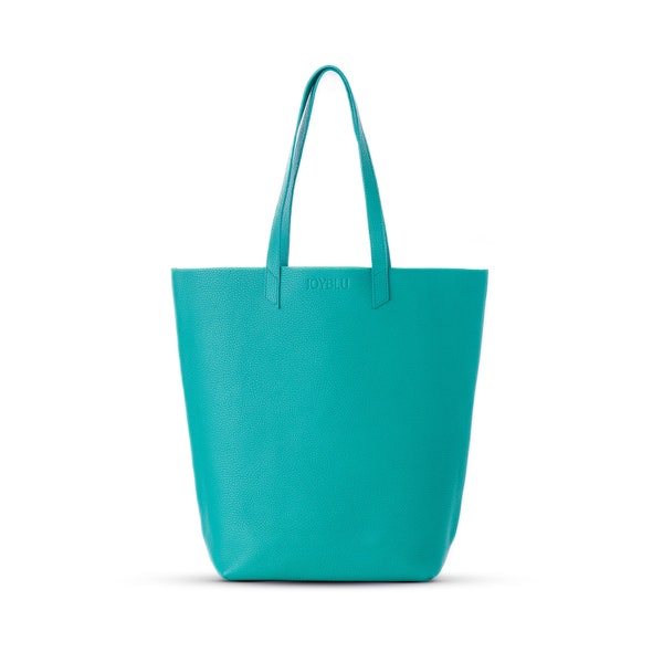 Echtes gekörntes Leder Tragetasche Handgemachte Schultertasche / Türkis Aqua Blau Grün