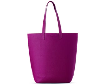 Echte handgemaakte lederen Fuchsia Shopper Tote Bag Pebbled Italiaans leer alledaagse praktische Magenta Hot Pink lederen tas cadeau voor haar