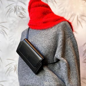 Bolso bandolera tipo sobre de piel italiana auténtica y lisa - NEGRO