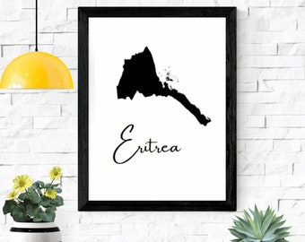 Eritrean Map Modern Wall Print, DIGITAL DOWNLOAD, Eritrea Art, Habesha Habasha Home Decoration, Instant Download, Printable Minimalist Art