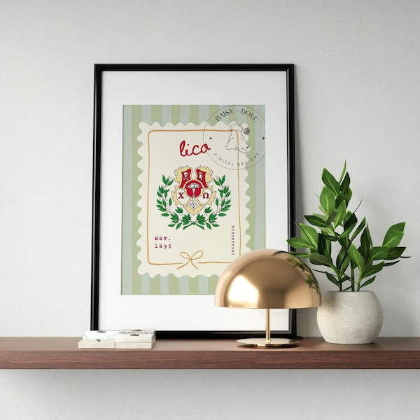 Chi Omega Crest Printable | Sorority Dorm Wall Art | 8x10 Digital Download