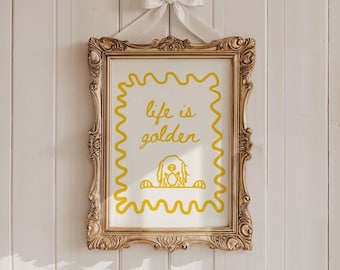 Golden Retriever Print: Dog Lover Wall Art, Pet Portrait (Digital Download 8x10 inches)