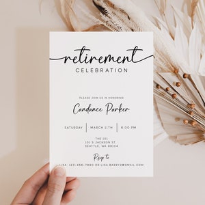 Minimalist Retirement Party Invitation Template, Editable Retirement Party Invite, Retirement Celebration Digital Invite