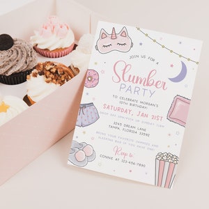 Slumber Party Birthday Invitation Template, Sleepover Invite, Tween Birthday Invitation, Slumber Party Evite, SANDY