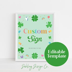 Lucky Charms Custom Sign Template, St Patricks Birthday Sign Template, Shamrock Custom Birthday Sign, Printable Sign, Biddy