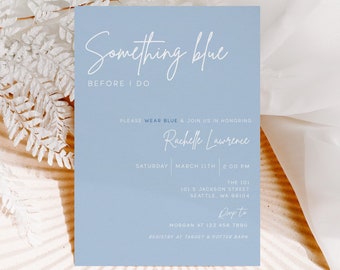Something Blue Bridal Shower Invitation Template: Editable Dusty Blue (Digital Download)