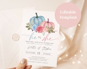 Pumpkin Gender Reveal Party Invitation Template, Fall Gender Reveal Invite, Boy or Girl, What will our Little Pumpkin be, ELLA