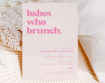 Galentines Brunch-Einladungsvorlage, Brunch-Einladung, Brunch-Einladung zum Ausdrucken, minimalistische Brunch-Einladung