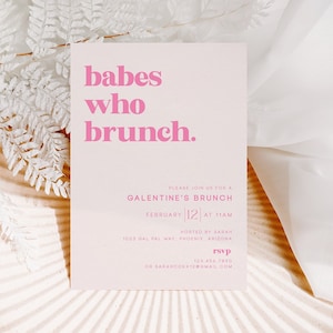 Galentine's Brunch Invitation Template, Babes Who Brunch Invite, Brunch Invitation Printable, Minimalist Brunch Invite