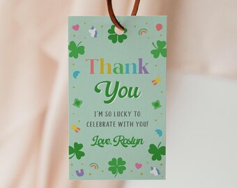 Lucky Charms Favor Tag Vorlage, St Patricks Geburtstag Favor Tag, Lucky One Geburtstag, druckbare Geschenkanhänger, Shamrock Favor Tag, Biddy