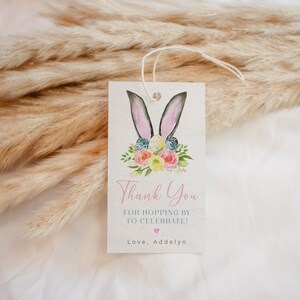Boho Bunny Favor Tag Template, Printable Easter Bunny Tag, Some Bunny is One, Bunny Ears Gift Tag Printable, BUGSY