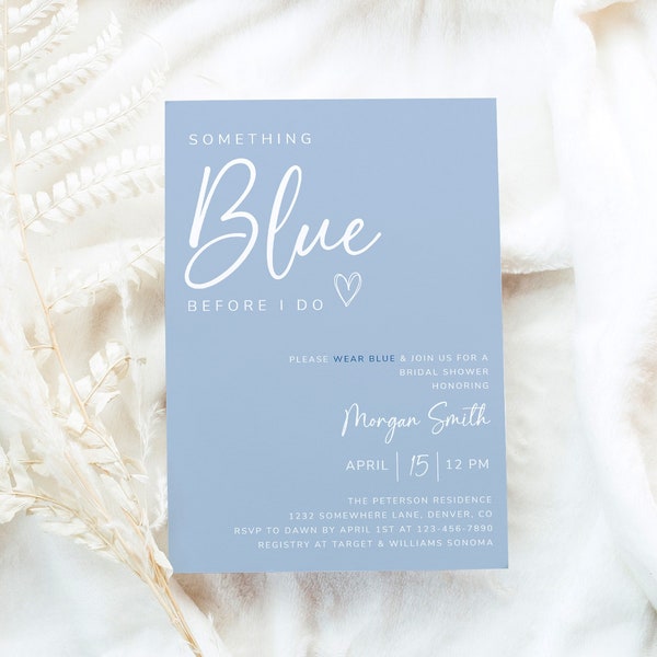 Editable Something Blue Bridal Shower Invite, Something Blue Before I do, Blue Crew, Dusty Blue Shower Invitation, Evite, VICTORIA