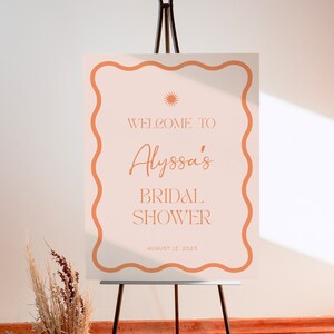 Wavy Peach Bridal Shower Welcome Sign Template, Bright Welcome Sign, Orange Coral Bridal, Desert Bridal Shower, SAHARA