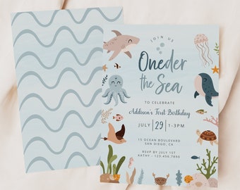 Oneder the Sea Birthday Invitation: Under The Sea Party Invite (Editable Digital Template)