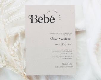 Minimalist 'Bébé' Baby Shower Invitation Template (Digital Download)