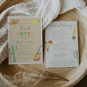 Final Fiesta Bachelorette Invitation and Itinerary Template, Fiesta Invitation, Hens Party Itinerary, Boho Fiesta, Weekend Itinerary, MARIA