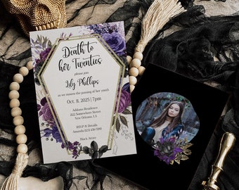 Death to 20&#39;s Birthday Invitation Template, RIP Twenties Birthday Party Invite, Coffin Birthday Invitation, 30th Birthday, Editable