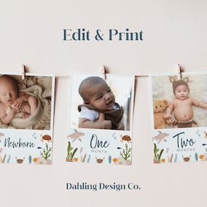 Under The Sea Monthly Photo Banner Template, Milestone Banner, Oneder The Sea Birthday, First Year Photo Banner, Ocean 1st Birthday, MOBY