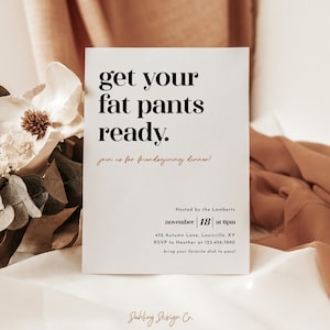 Get Your Fat Pants Ready Friendsgiving Invitation Template, Funny Thanksgiving Dinner Invite, Editable Evite