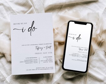 Minimalist Rehearsal Dinner Invitation Template: Editable Evite (Digital Download)