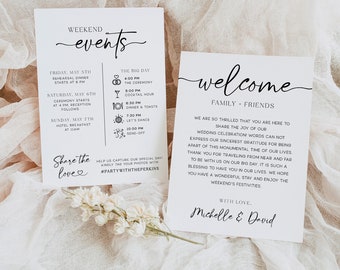 Editable Wedding Timeline Template: Welcome Note, Order of Events (Digital Download)