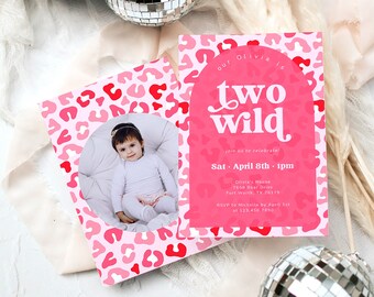 Wilde Geburtstags-Einladung: Pinker Leoparden-Print (Digitaler Download)