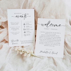 Wedding Timeline Template, Wedding Welcome Note, Wedding Order of Events, Wedding Itinerary
