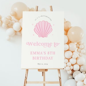 Mermaid Birthday Welcome Sign Template: Boho Under The Sea Party (Digital Download)
