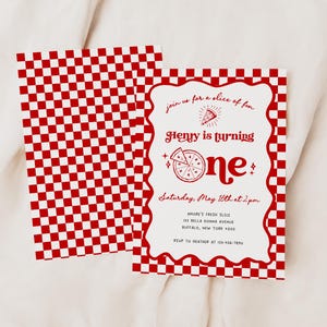 A Slice Of Fun Birthday Invitation Template: Pizza First Birthday Invite (Editable Digital)