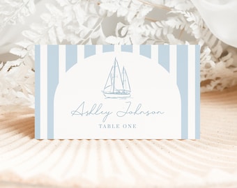 Nautical Place Card Template for Coastal Shower or Wedding, Food Tent, Printable Place Card, Ahoy Its a Boy, ZEPHYR