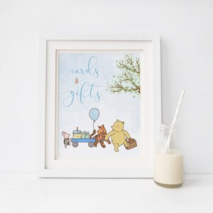 Cartello regalo Winnie the Pooh per festa di compleanno, classico orsetto Pooh per festa di compleanno, cartello regalo modificabile 5x7, Tigro
