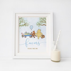 Classic Winnie the Pooh Favors Sign Template for Birthday Party, Printable Favors Sign, Editable 8x10 Sign Template, Tigger