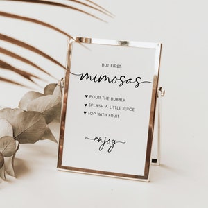But First Mimosas Sign Template, Printable Mimosas Bar Sign, Drink Sign, Editable Template