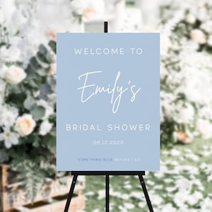 Something Blue Bridal Shower Welcome Sign Template, Dusty Blue Welcome Sign, Something Blue Before I do, Editable Poster, VICTORIA