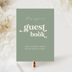 Sage Green Guestbook Sign Template, Wedding Guestbook Sign, Sage Green Wedding, Printable Wedding Sign