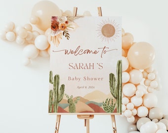 Boho Cactus Baby Shower Welcome Sign Template, Desert Baby Shower, Welcome Poster, Fiesta Baby Shower, Printable Sign, Lucia